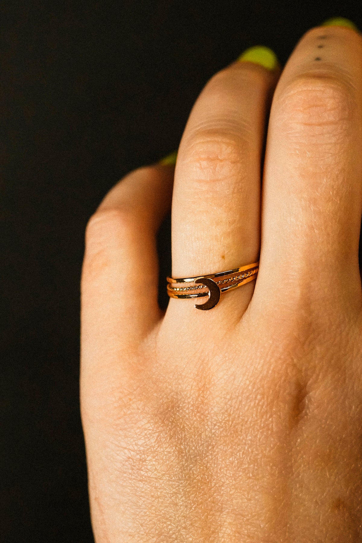 Moon Set of 3 Stacking Rings, 14K Gold Fill
