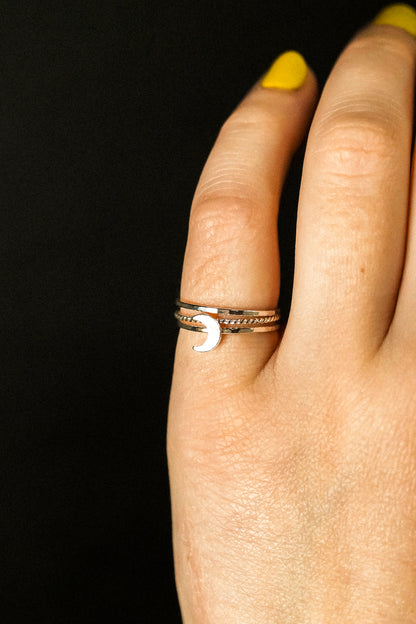 Moon Set of 3 Stacking Rings, Sterling Silver