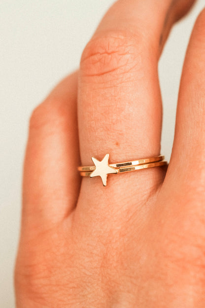 Star Set of 2 Stacking Rings, 14K Gold Fill