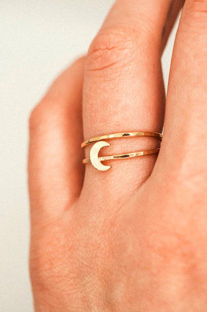 Moon Set of 2 Stacking Rings, 14K Gold Fill