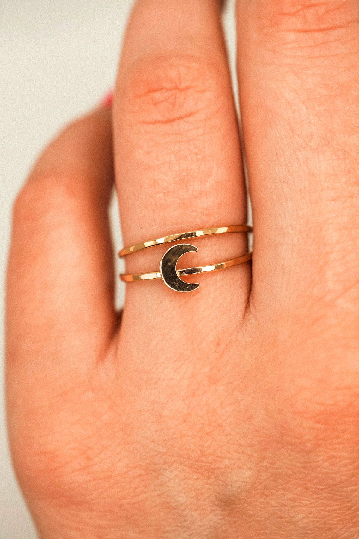 Moon Set of 2 Stacking Rings, 14K Gold Fill