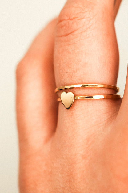 Heart Set of 2 Stacking Rings, 14K Gold Fill