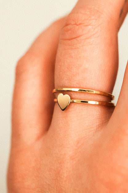 Heart Set of 2 Stacking Rings, 14K Gold Fill