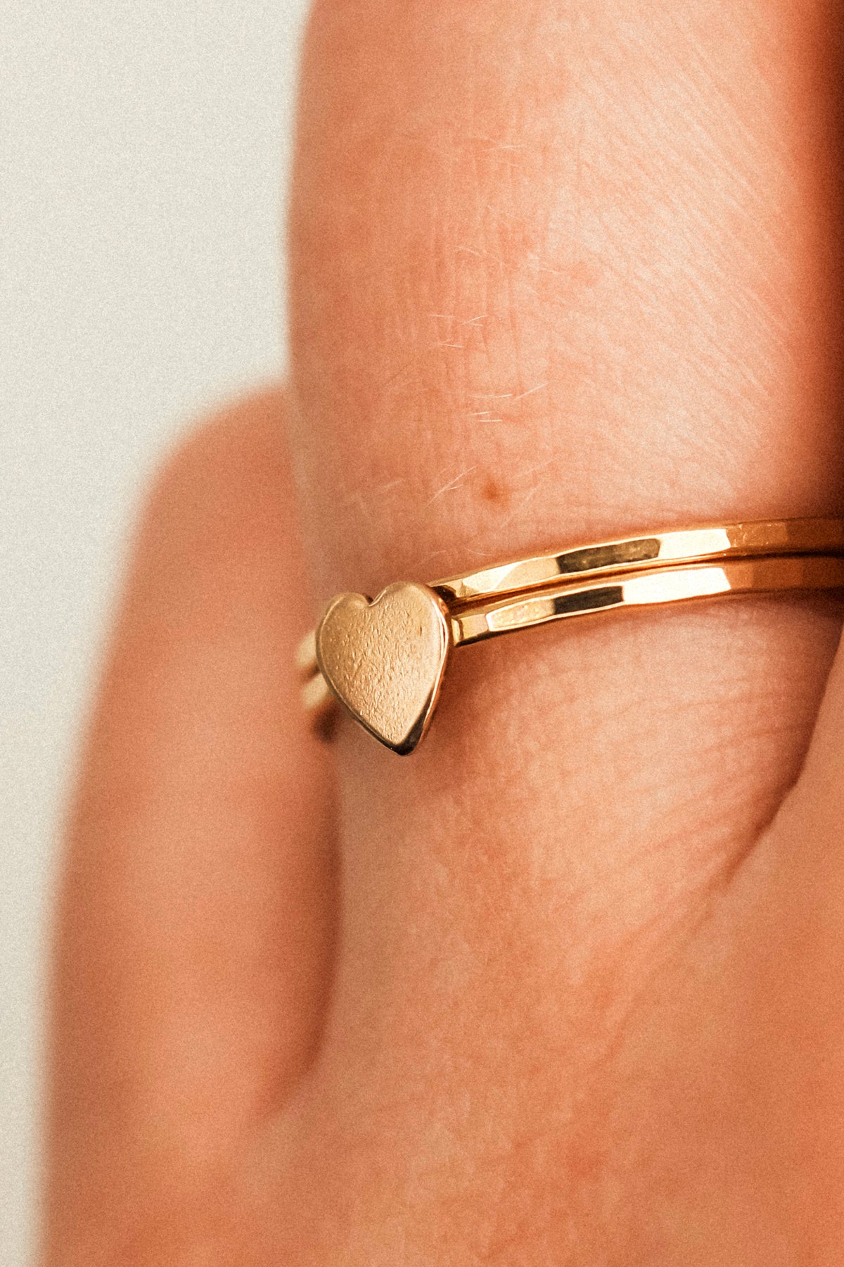Heart Set of 2 Stacking Rings, 14K Gold Fill