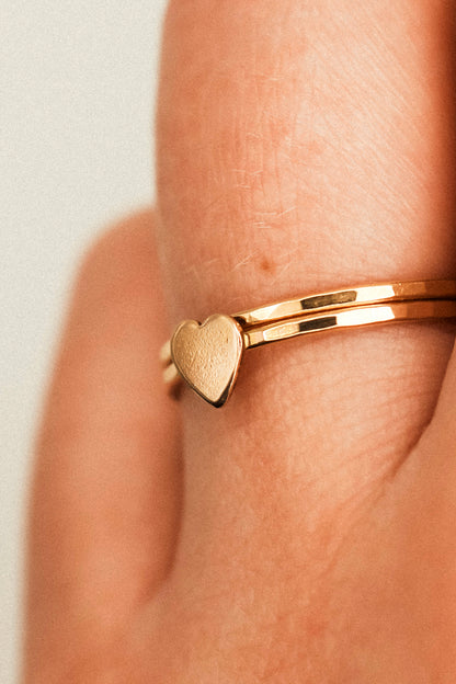 Heart Set of 2 Stacking Rings, 14K Gold Fill