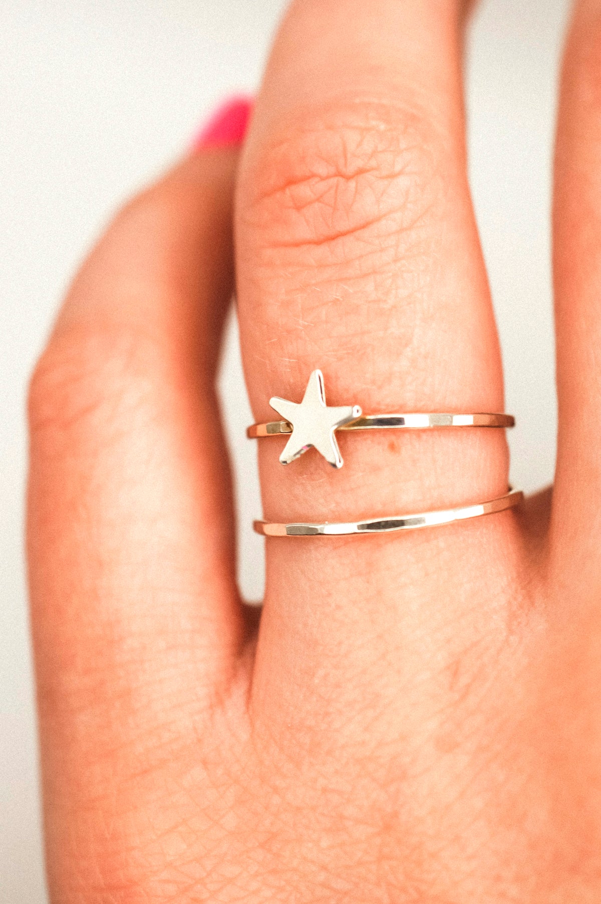 Star Set of 2 Stacking Rings, Sterling Silver