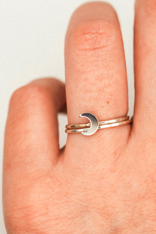 Moon Set of 2 Stacking Rings, Sterling Silver