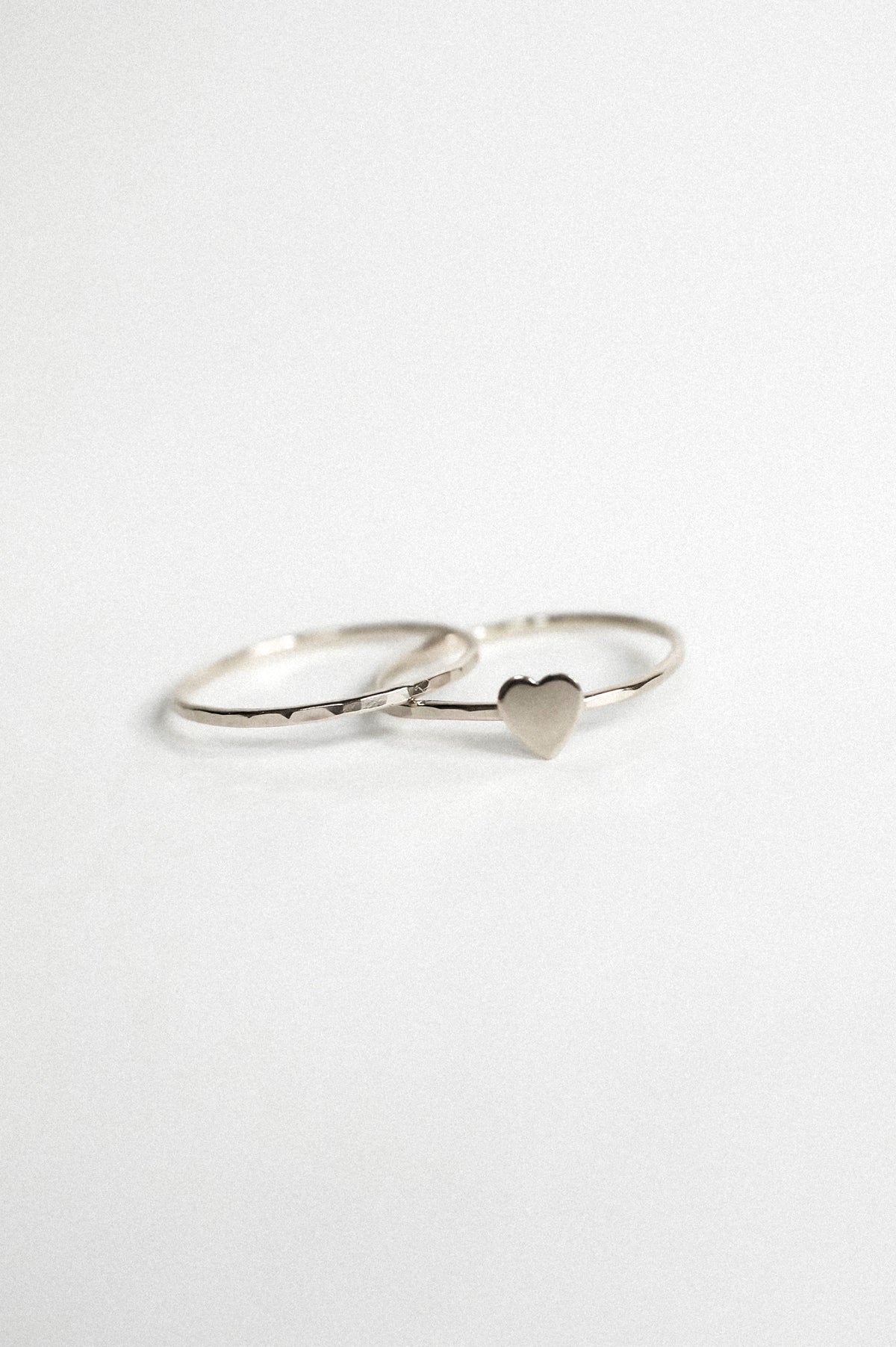 Heart Set of 2 Stacking Rings, Sterling Silver