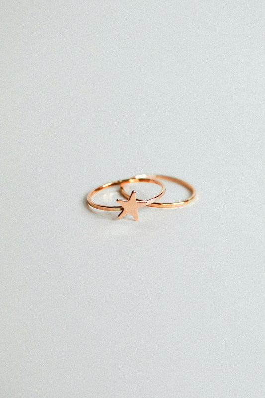 Star Set of 2 Stacking Rings, 14K Rose Gold Fill