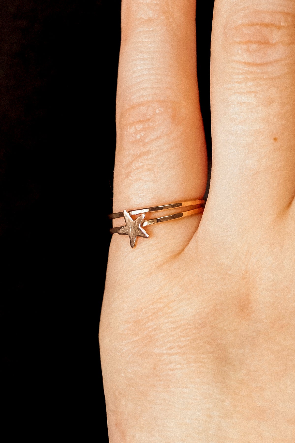 Star Set of 2 Stacking Rings, 14K Rose Gold Fill