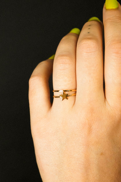 Star Set of 2 Stacking Rings, 14K Gold Fill