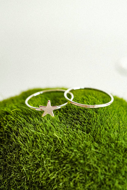 Star Set of 2 Stacking Rings, Sterling Silver