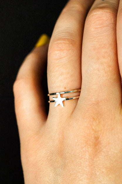 Star Set of 2 Stacking Rings, Sterling Silver