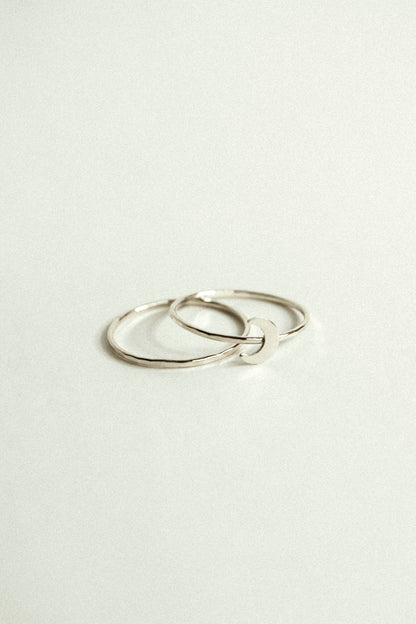 Moon Set of 2 Stacking Rings, Sterling Silver