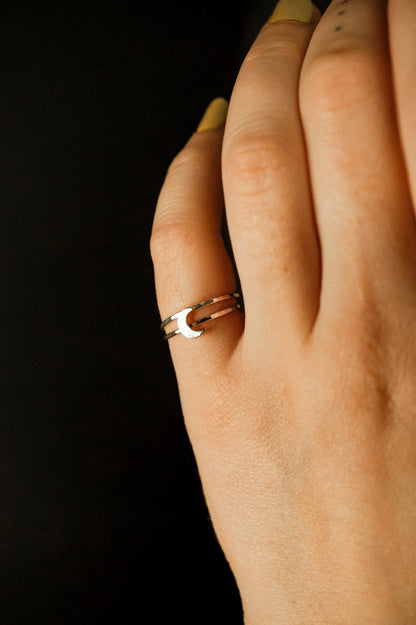 Moon Set of 2 Stacking Rings, Sterling Silver