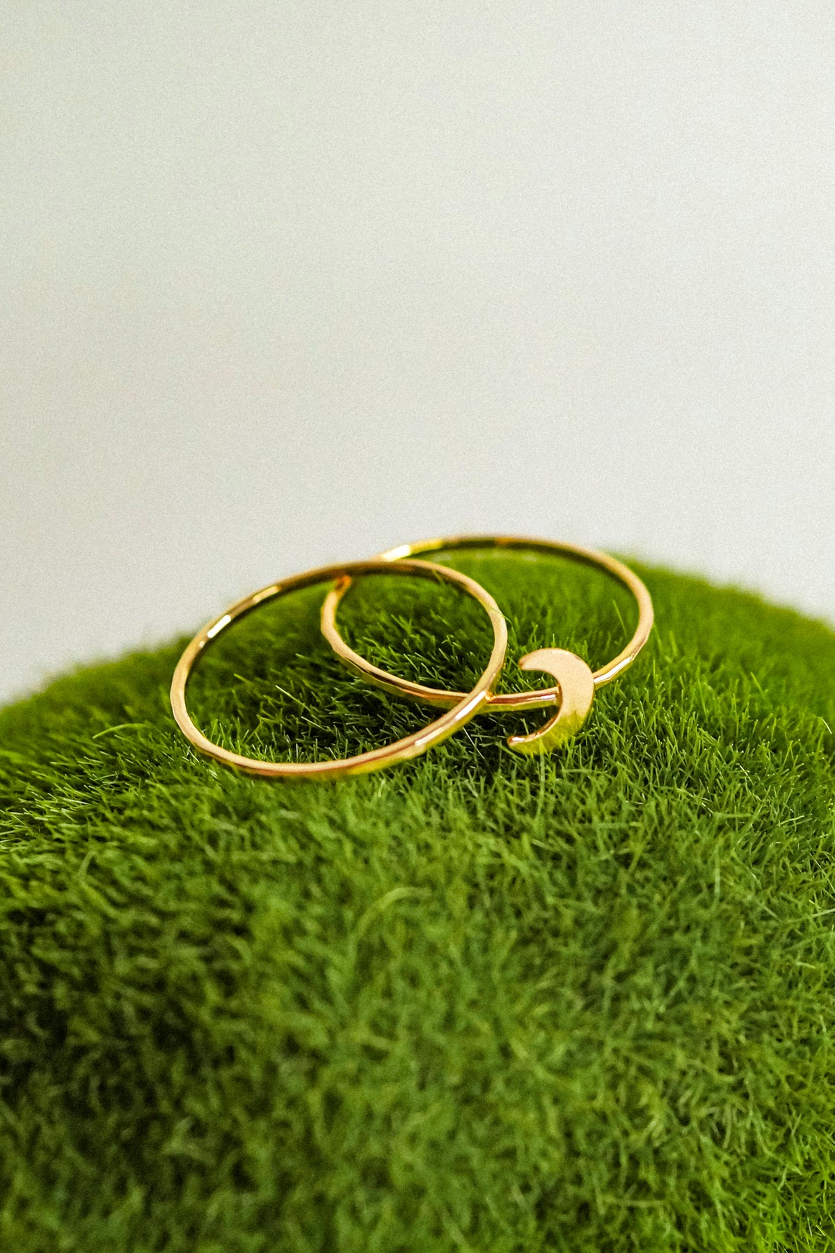 Moon Set of 2 Stacking Rings, 14K Gold Fill