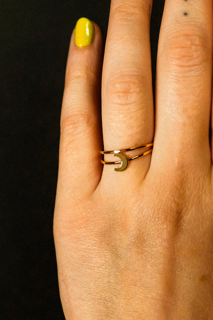 Moon Set of 2 Stacking Rings, 14K Gold Fill