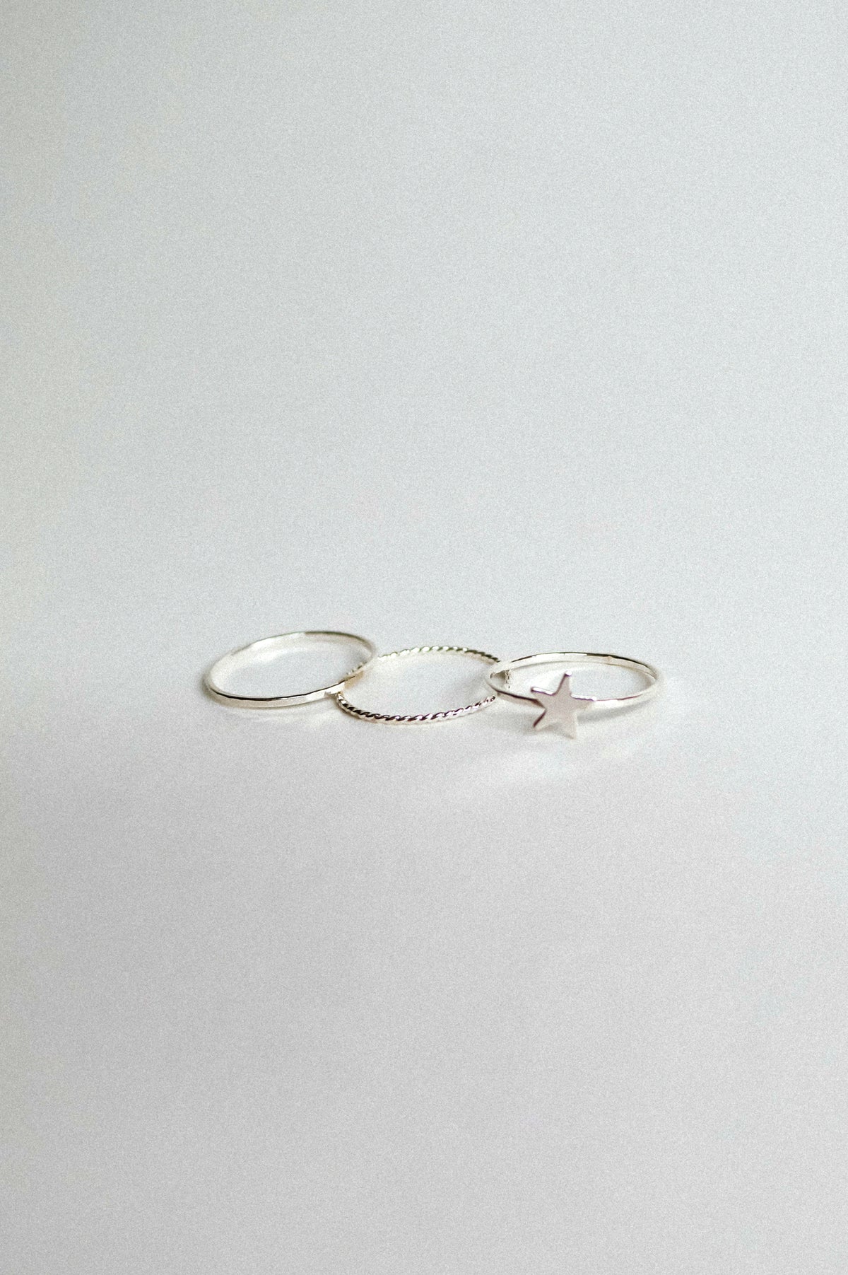 Star Set of 3 Stacking Rings, Sterling Silver
