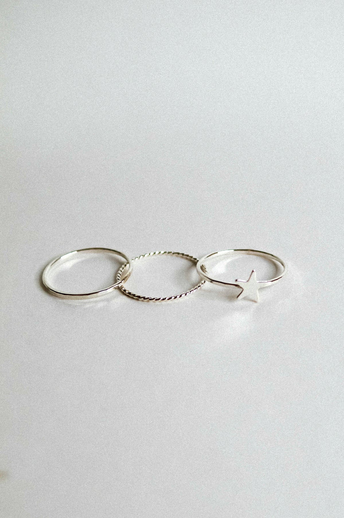 Star Set of 3 Stacking Rings, Sterling Silver