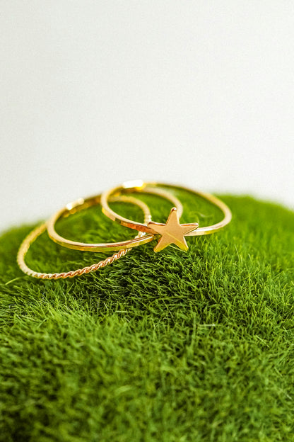 Star Set of 3 Stacking Rings, 14K Gold Fill