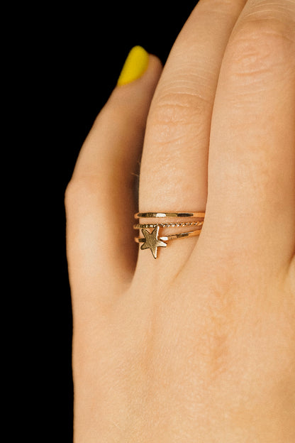 Star Set of 3 Stacking Rings, 14K Gold Fill