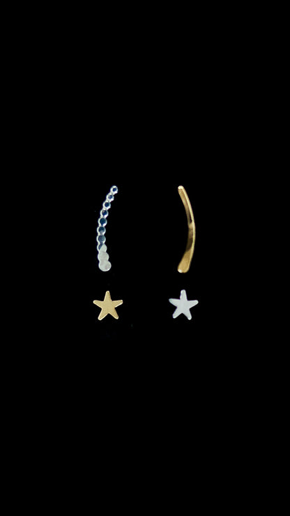 Star Stud Earrings, Gold Fill, Rose Gold Fill or Sterling Silver