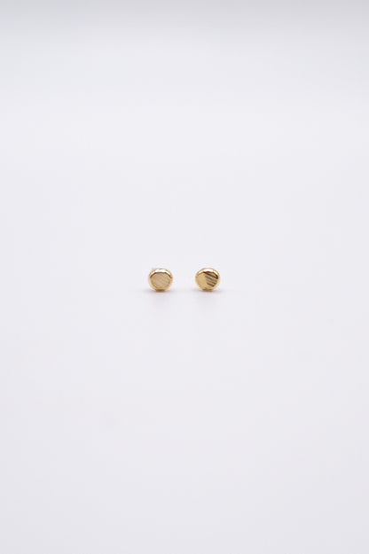 Hammered Bead Flat Back Stud Earring in Solid Gold