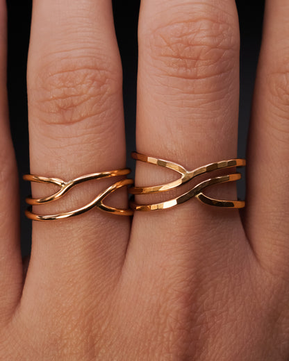Small Curved Wraparound Ring, Solid 14K Gold