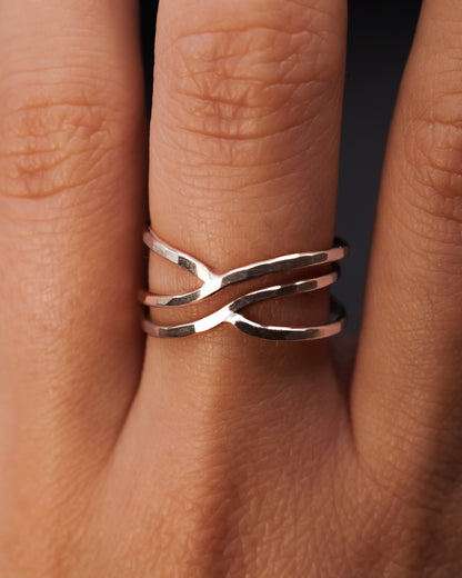 Small Curved Wraparound Ring, Sterling Silver