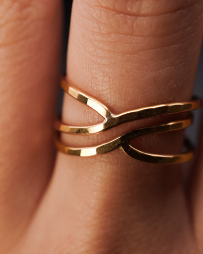 Small Curved Wraparound Ring, Solid 14K Gold