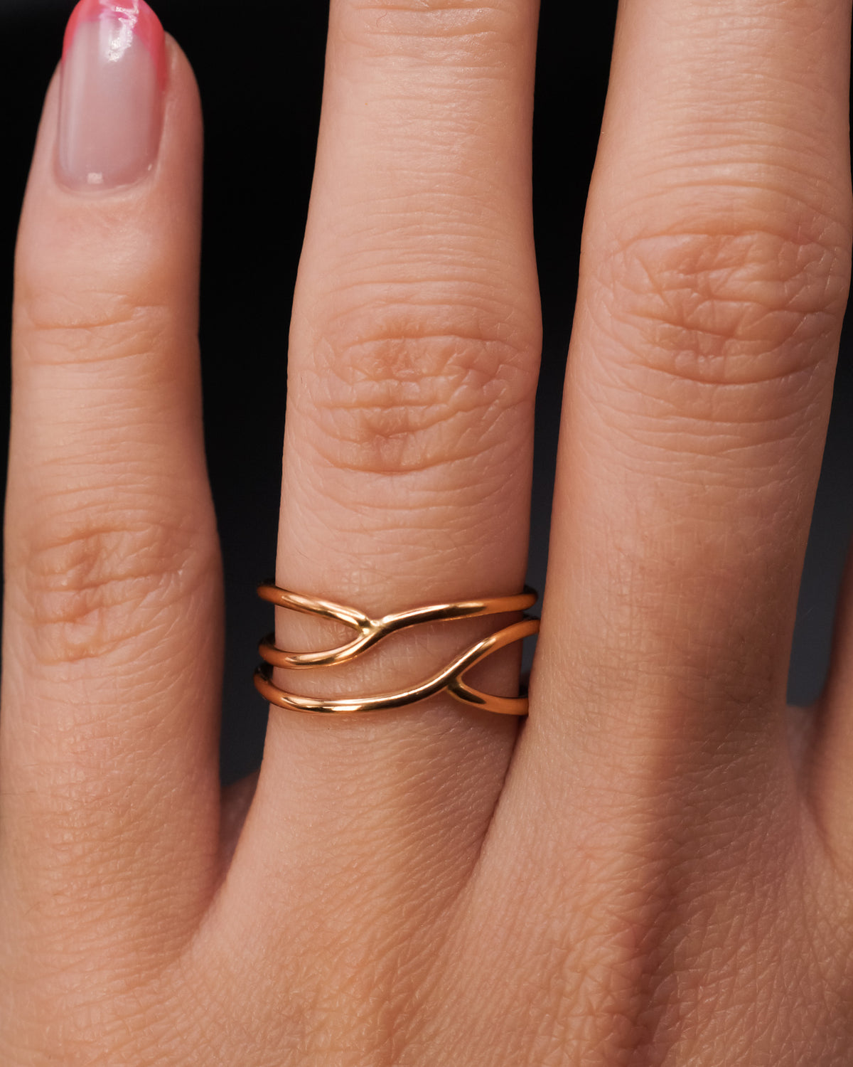 Small Curved Wraparound Ring, Solid 14K Gold