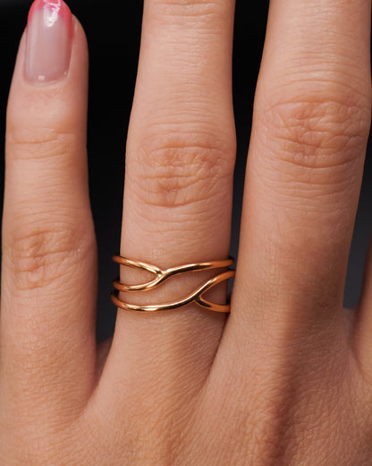 Small Curved Wraparound Ring, Solid 14K Gold
