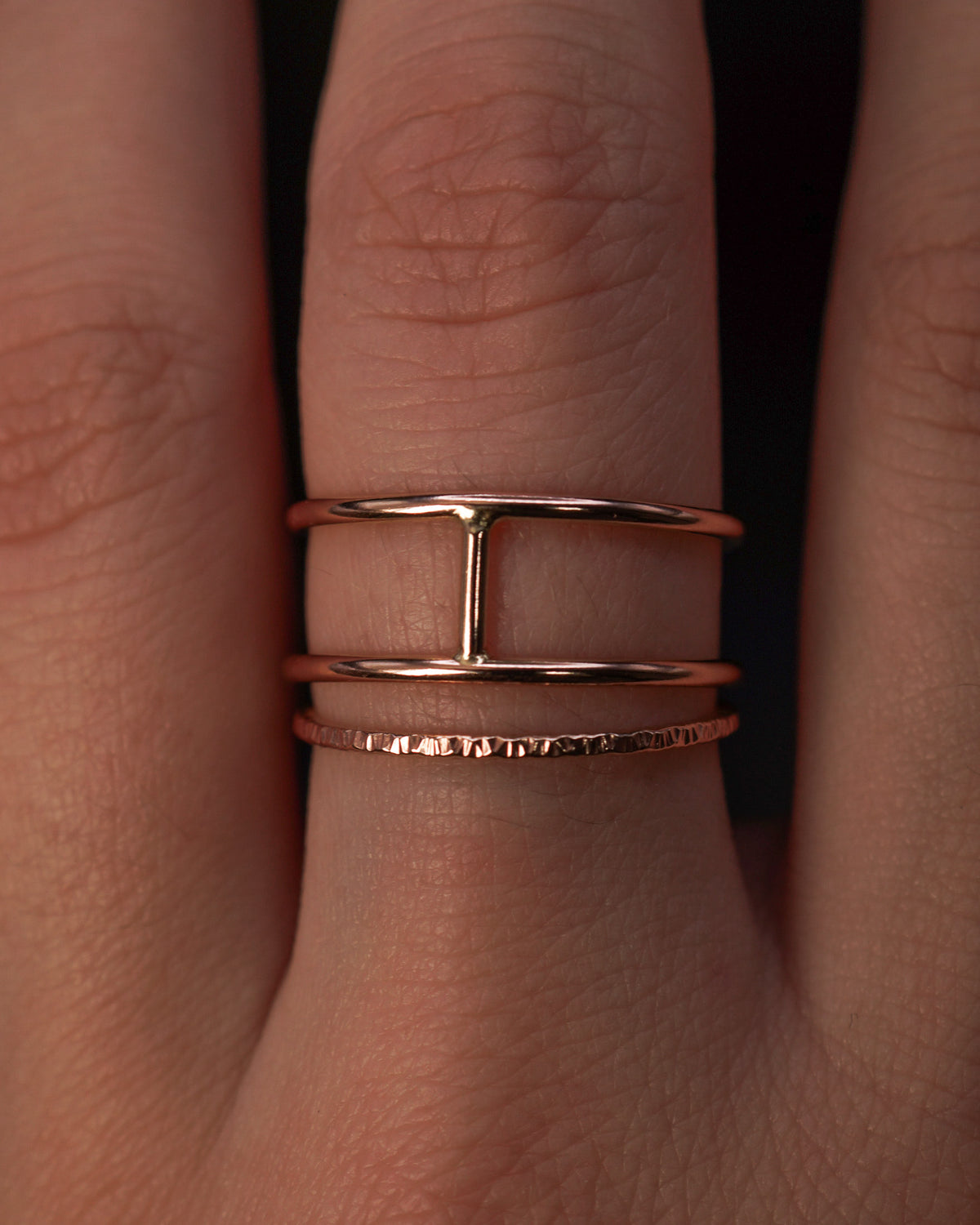 Sparkle Cage Set of 2 Stacking Rings, Gold Fill, Rose Gold Fill or Sterling Silver