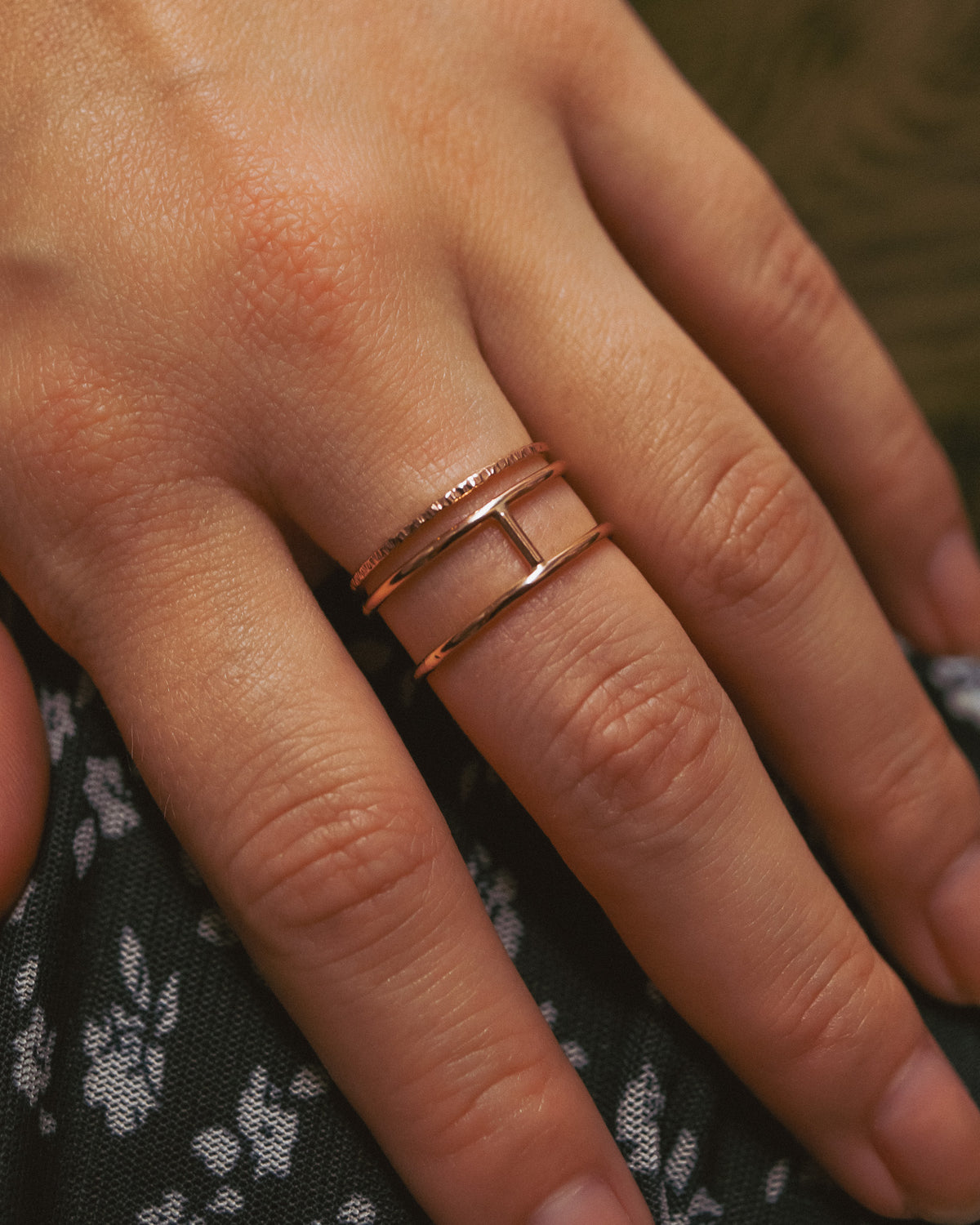 Sparkle Cage Set of 2 Stacking Rings, Gold Fill, Rose Gold Fill or Sterling Silver