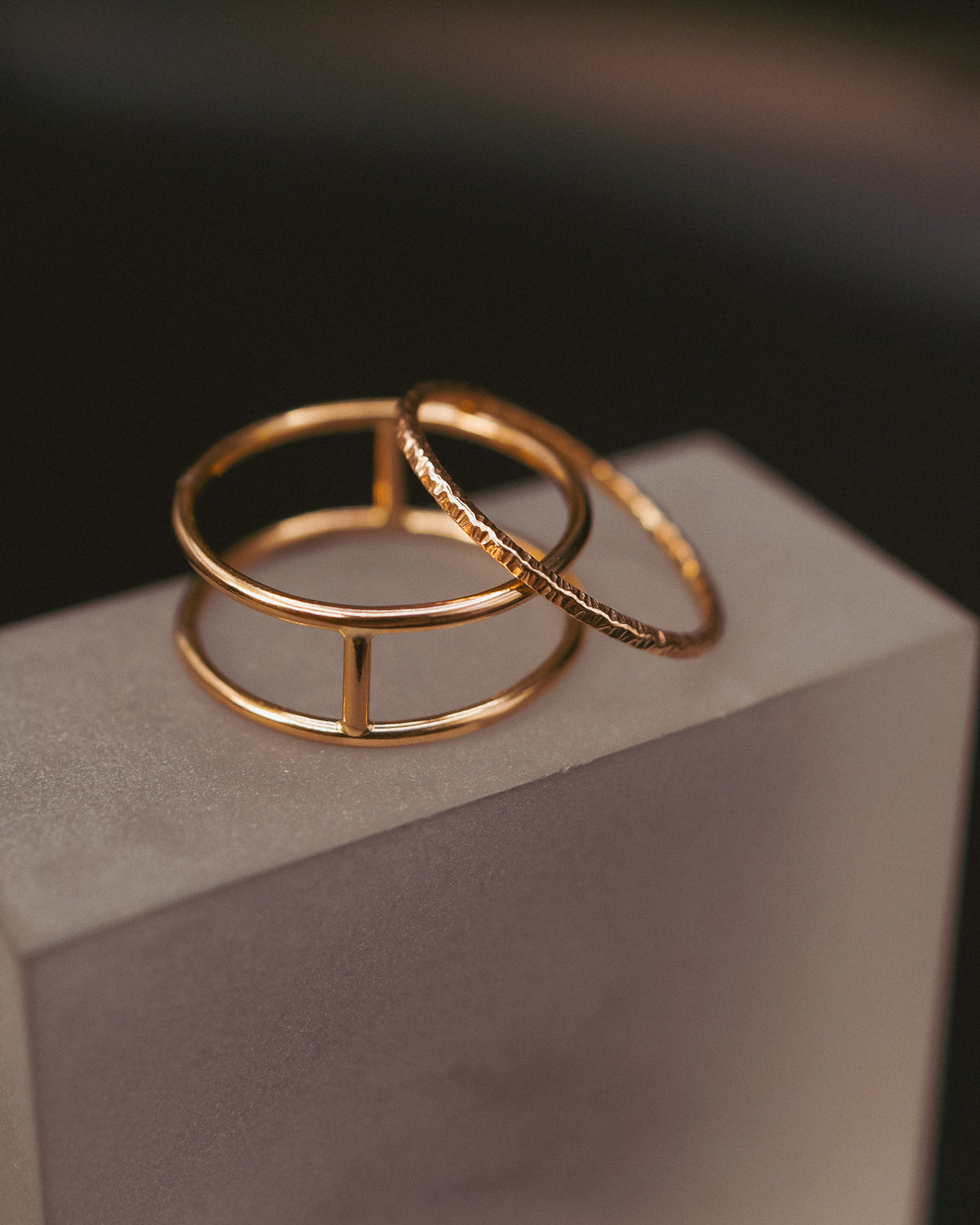 Sparkle Cage Set of 2 Stacking Rings, Gold Fill, Rose Gold Fill or Sterling Silver