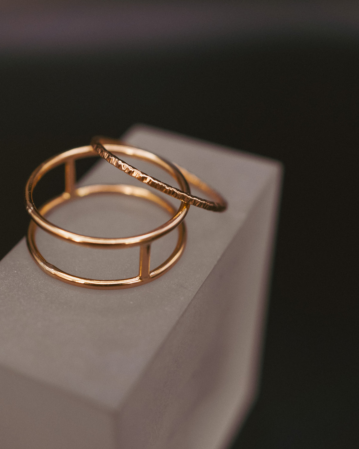 Sparkle Cage Set of 2 Stacking Rings, Gold Fill, Rose Gold Fill or Sterling Silver