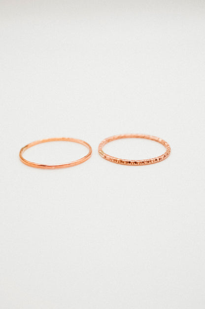 Sparkle Set of 2 Stacking Rings, 14K Rose Gold Fill