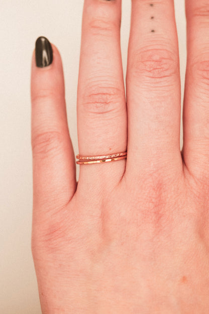 Sparkle Set of 2 Stacking Rings, 14K Rose Gold Fill