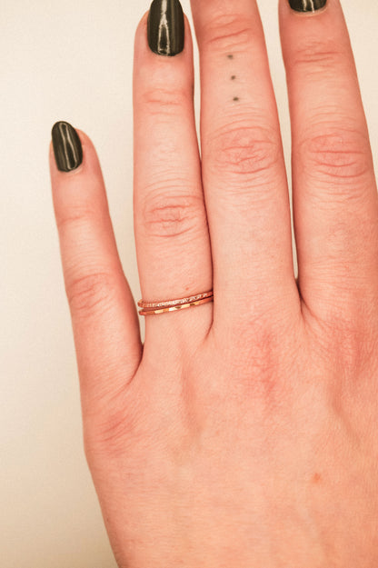 Sparkle Set of 2 Stacking Rings, 14K Rose Gold Fill
