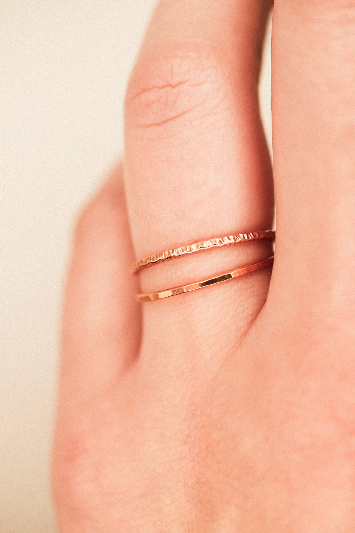Sparkle Set of 2 Stacking Rings, 14K Rose Gold Fill