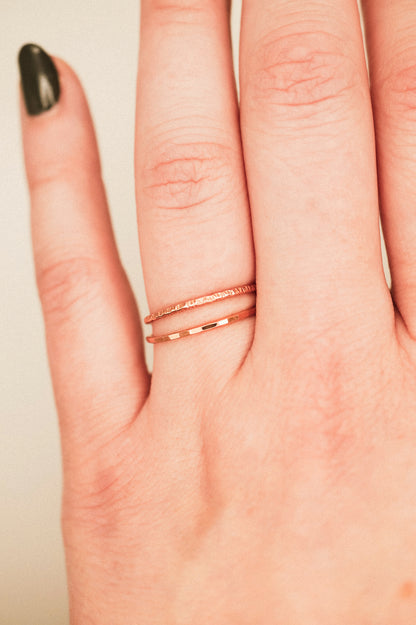 Sparkle Set of 2 Stacking Rings, 14K Rose Gold Fill