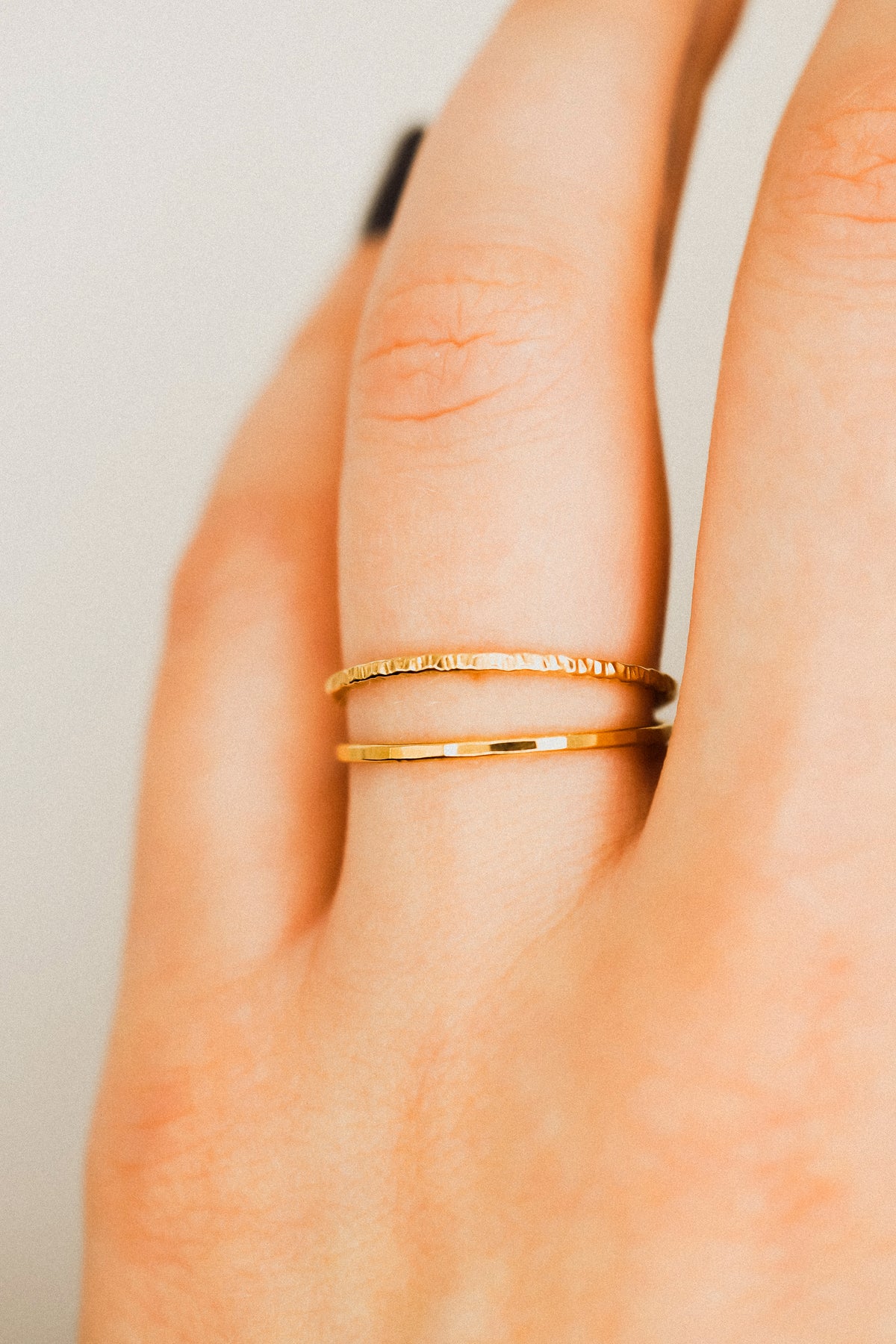 Sparkle Set of 2 Stacking Rings, 14K Gold Fill
