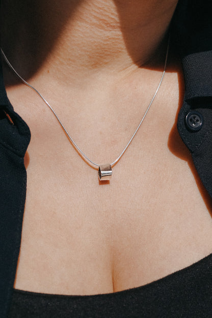 Square Box Necklace, Sterling Silver