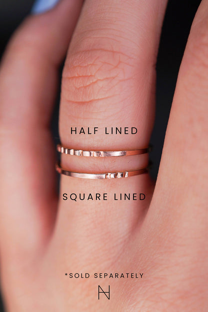 Half Lined Ring, 14K Rose Gold Fill