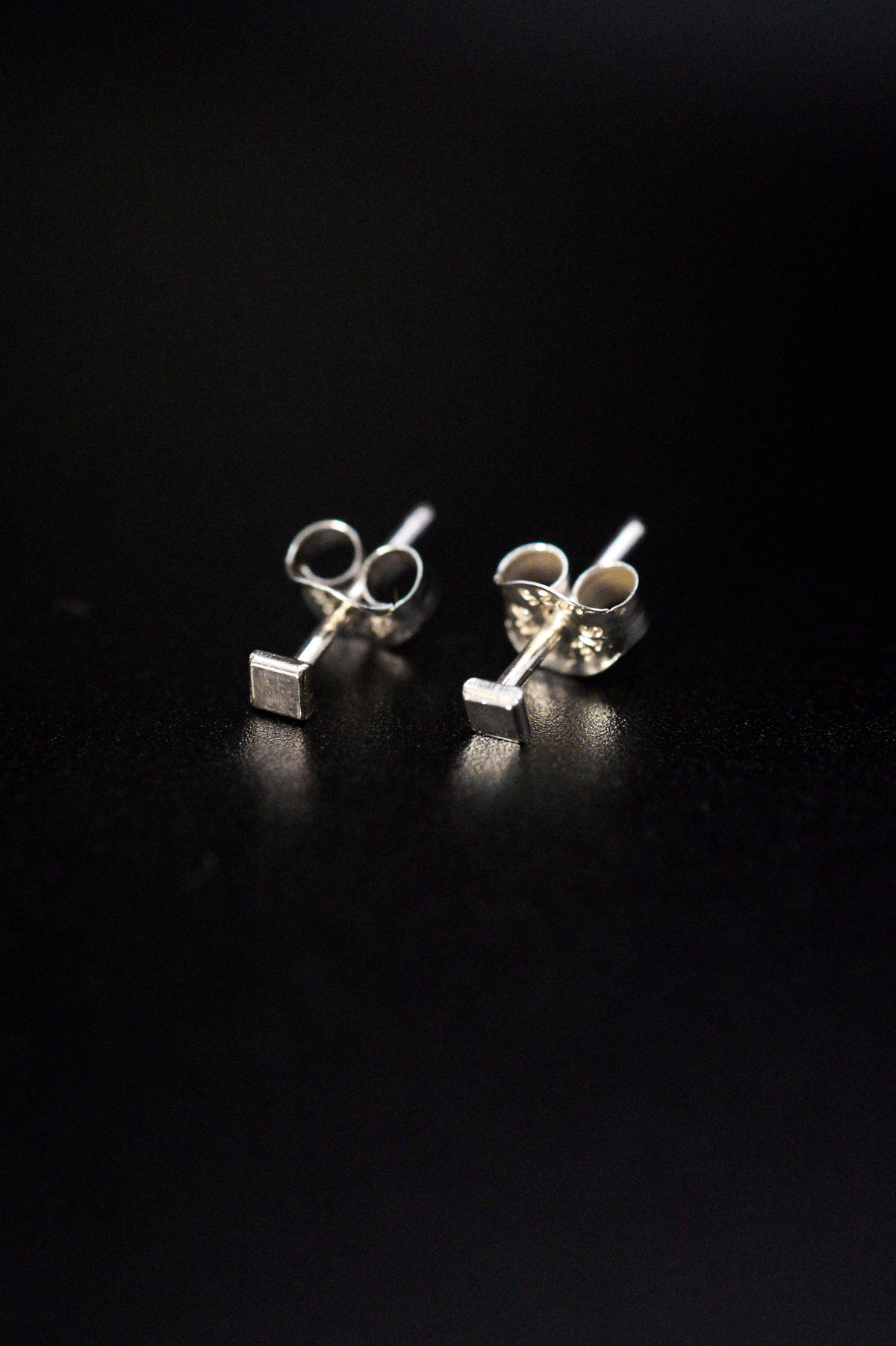 Square Mirror Stud Earrings, Gold Fill, Rose Gold Fill, or Sterling Silver