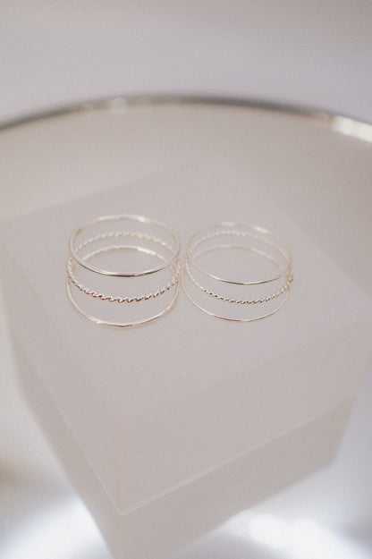 Twist Set of 3 Stacking Rings, Sterling Silver