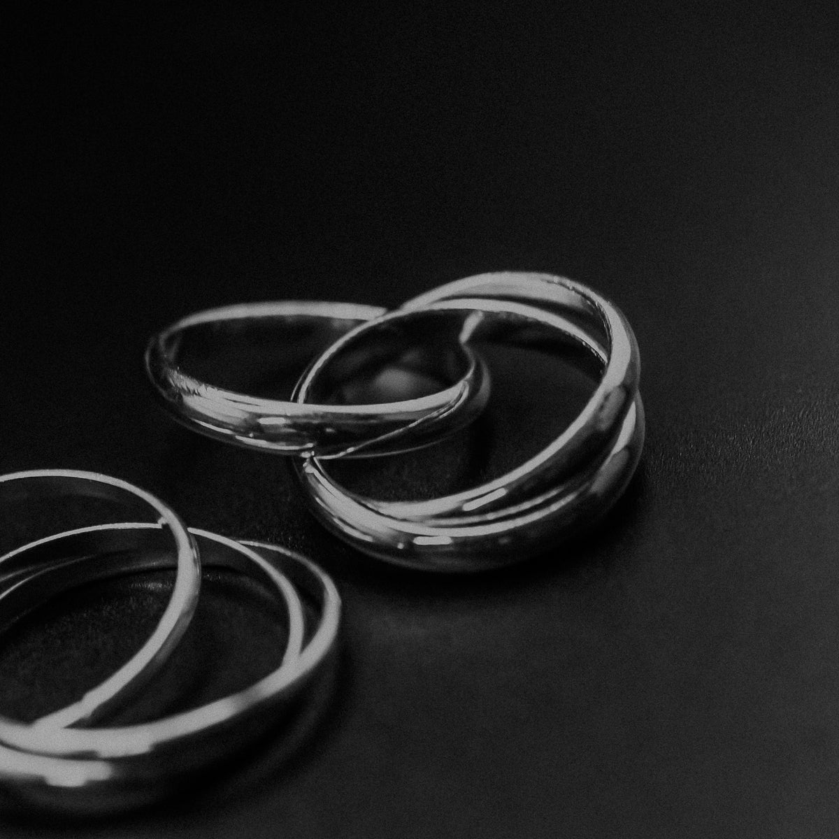 Chunky Interlocking Ring Set of 3, Sterling Silver