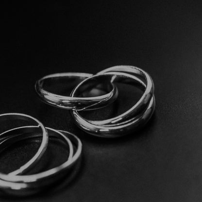 Chunky Interlocking Ring Set of 3, Sterling Silver
