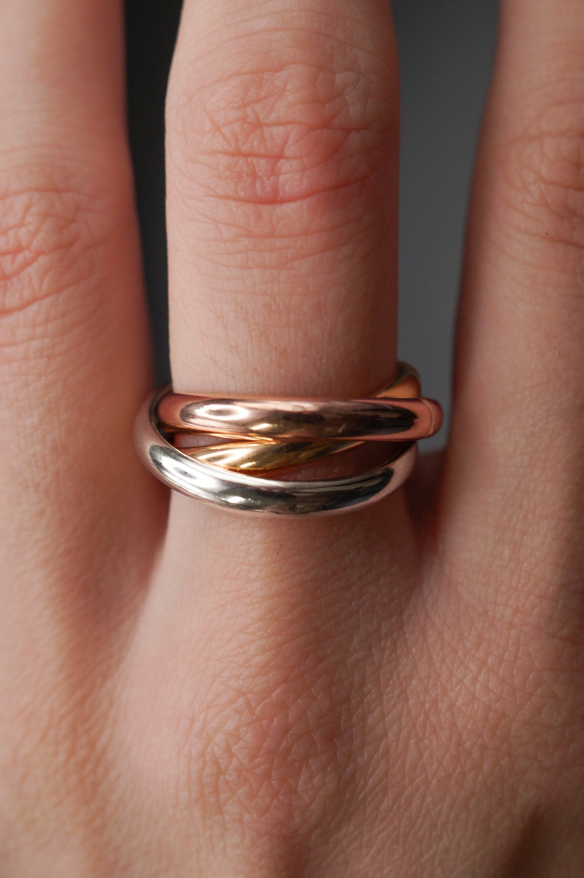 Chunky Interlocking Ring Set of 3, Mixed Metals