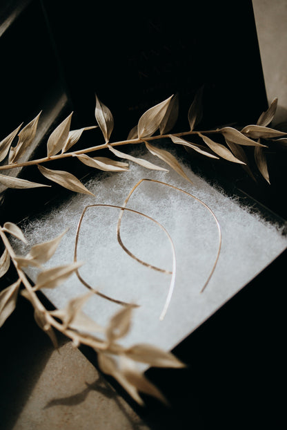 Teardrop Threader Hoop Earrings in Solid 14K Gold, Rose or White Gold